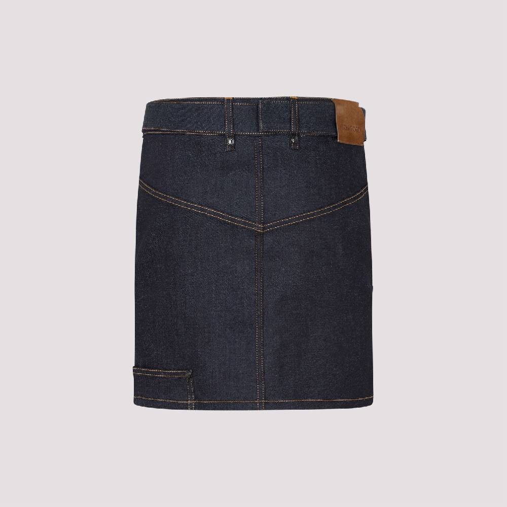 TOM FORD  Gonna Denim Blu in Cotone Misto Tom Ford Qualità Garantita