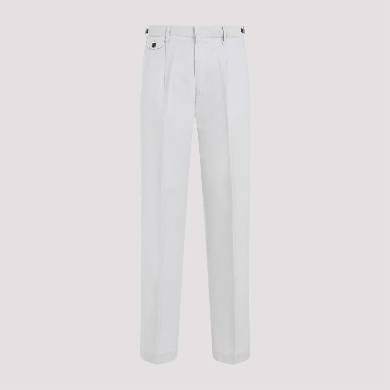 DUNHILL  Chino Piegati Grigio Cotone-Lino Uomo Dunhill Fino Al -60%