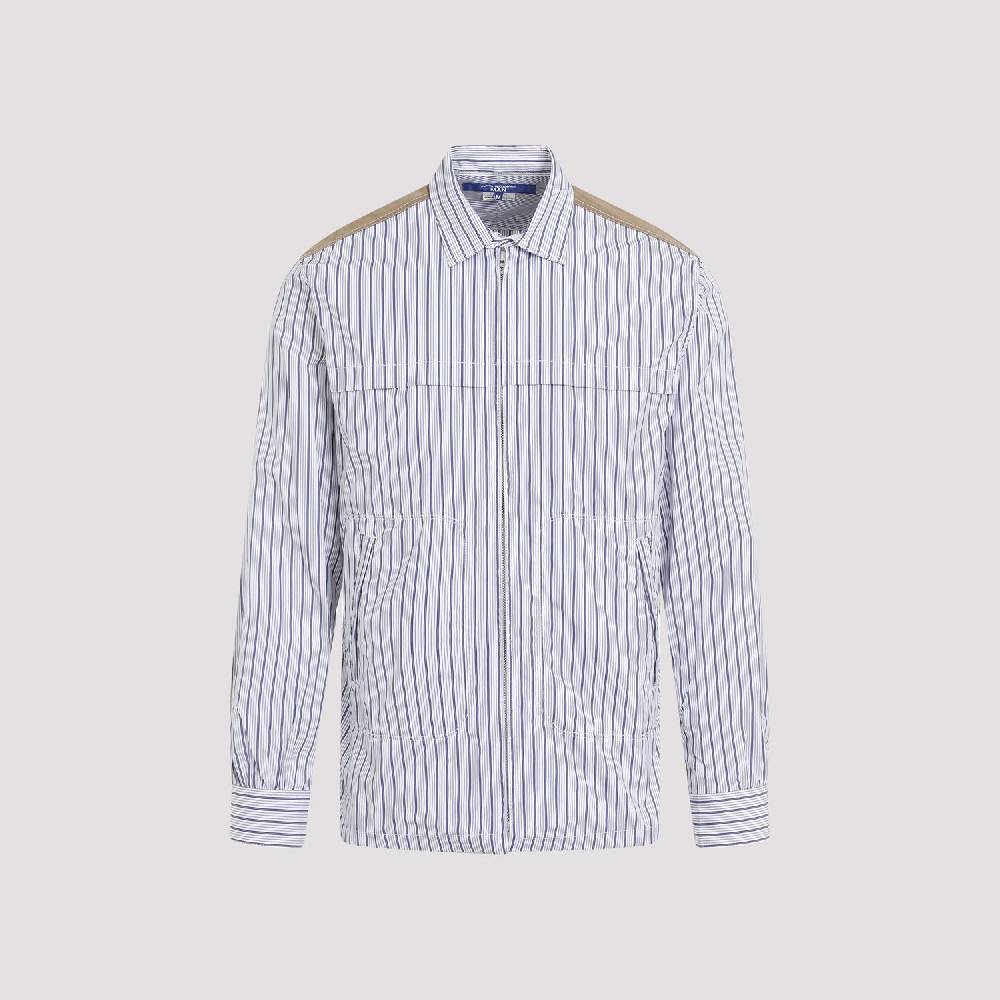 JUNYA WATANABE  Camicia in Cotone da Uomo Junya Watanabe - Bianca a Righe con Zip Sconto