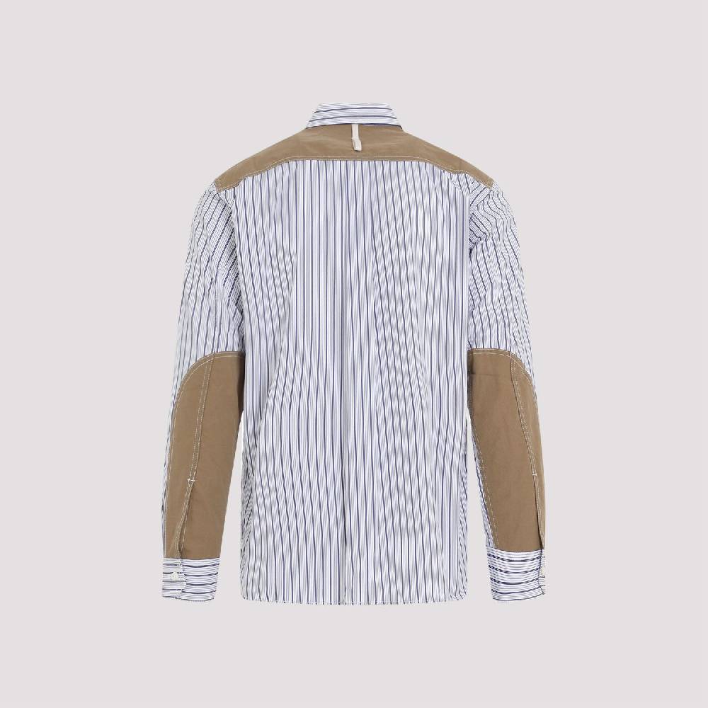 JUNYA WATANABE  Camicia in Cotone da Uomo Junya Watanabe - Bianca a Righe con Zip Sconto