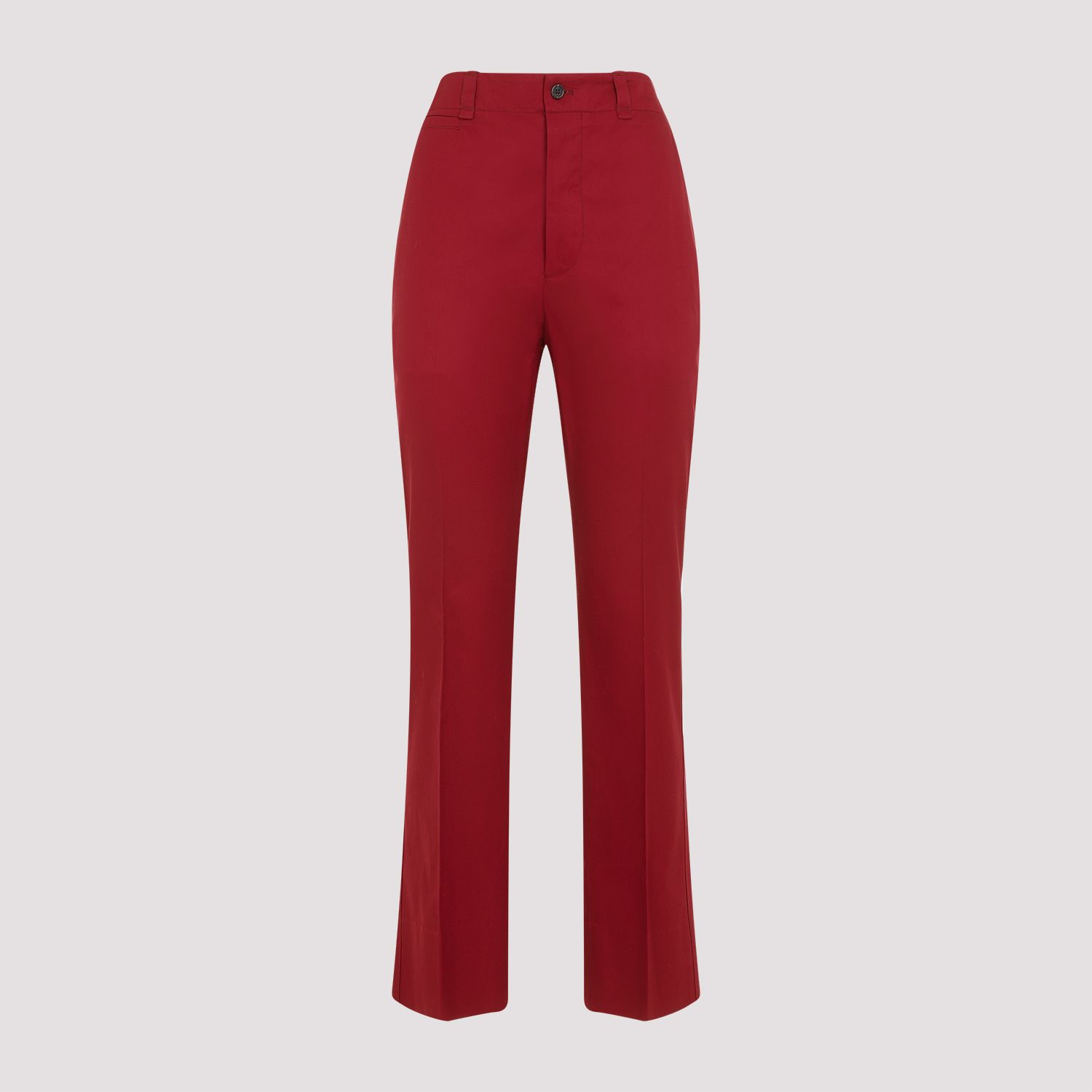 SAINT LAURENT  Pantaloni Donna Cotone Rosso a Vita Alta Saint Laurent Economico