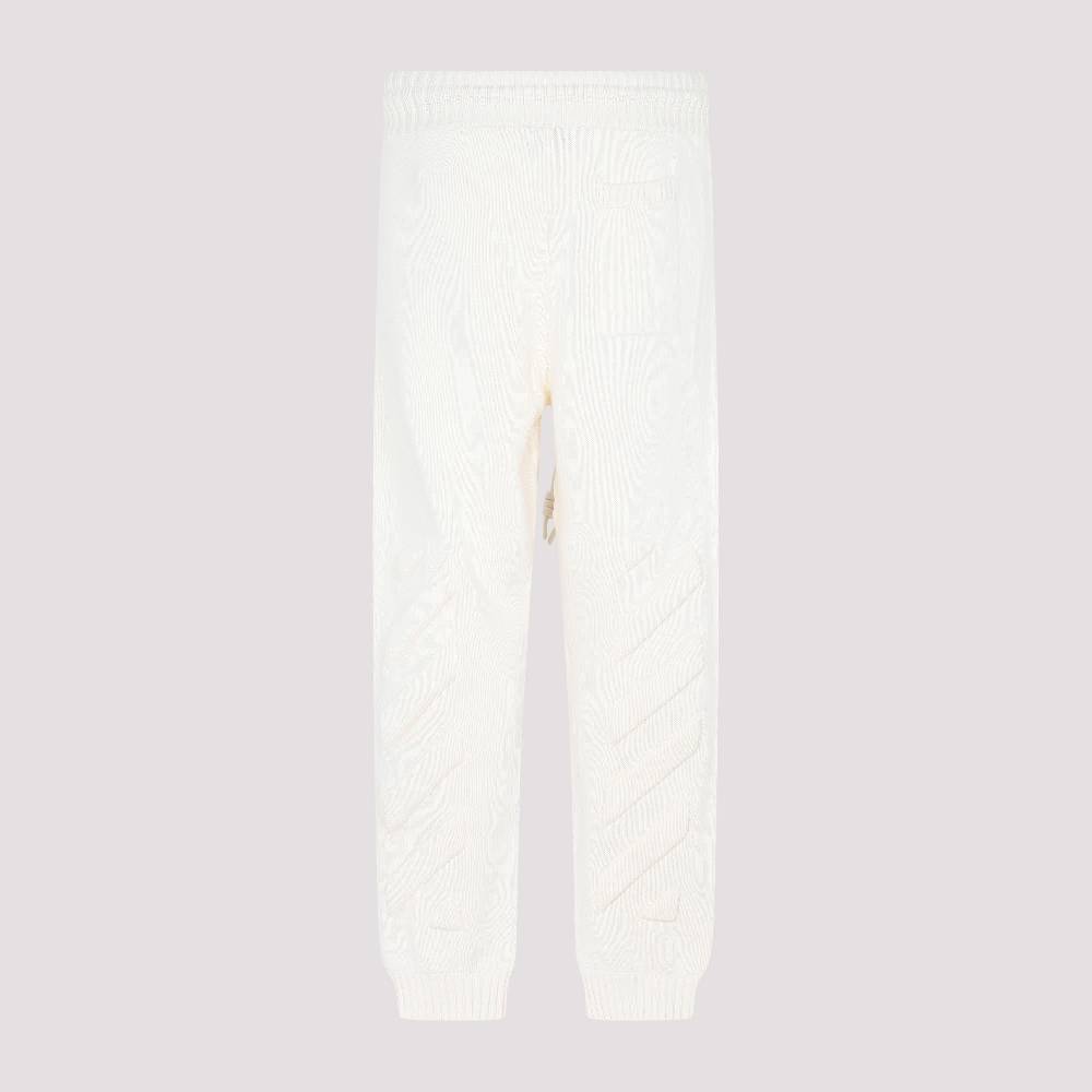 OFF-WHITE  Pantaloni Maglia Diag in Cotone Beige Off-White In Vendita