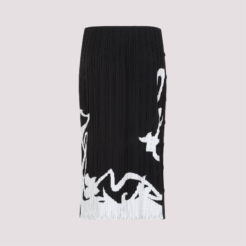 LANVIN  Gonna Midi Piegata Nera LANVIN con Motivo Geometrico In Vendita