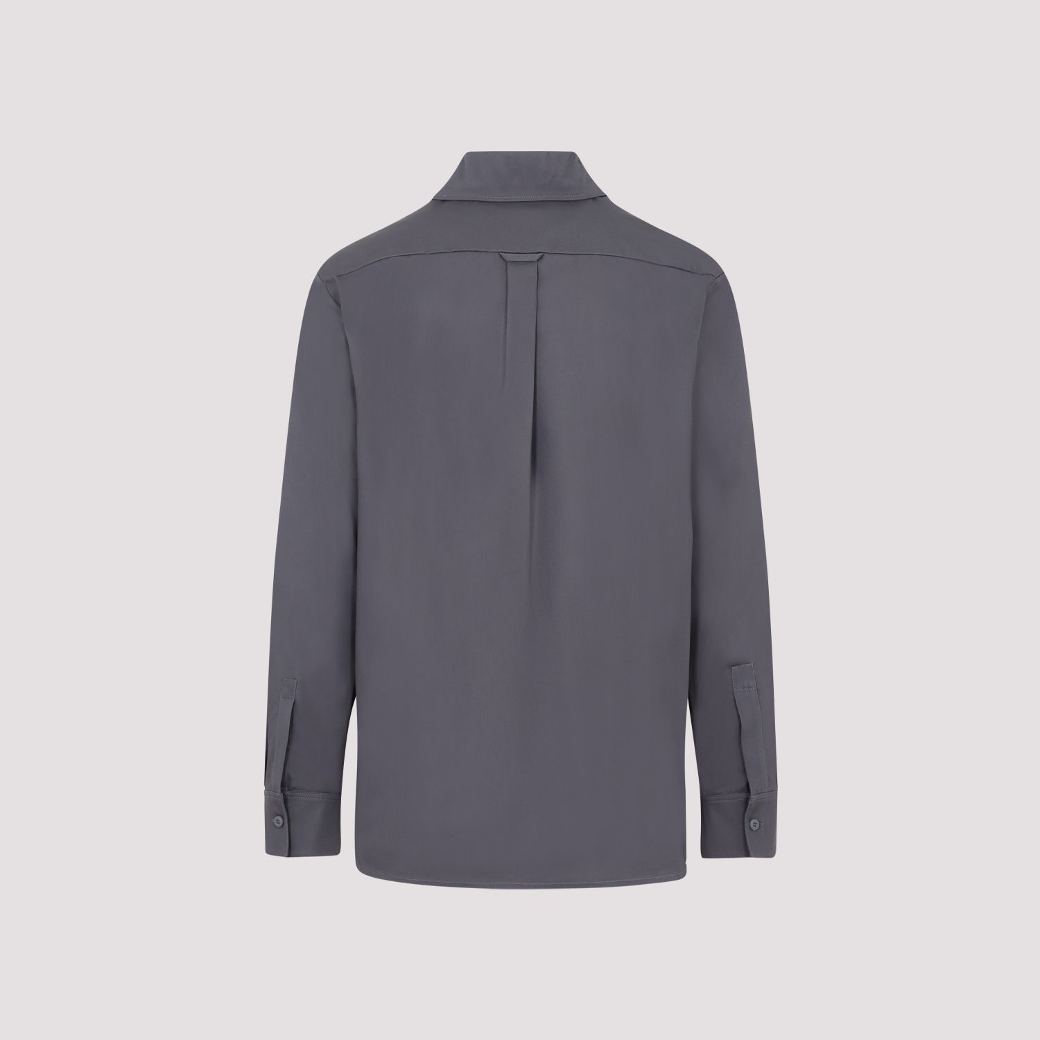 PALM ANGELS  Camicia in Cotone Antracite Palm Angels con Fascia Logo Vendita Economica