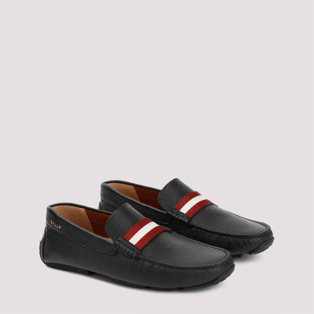 BALLY  Mocassini da Uomo in Vitello Nero Grana Bally Saldi Di Fabbrica