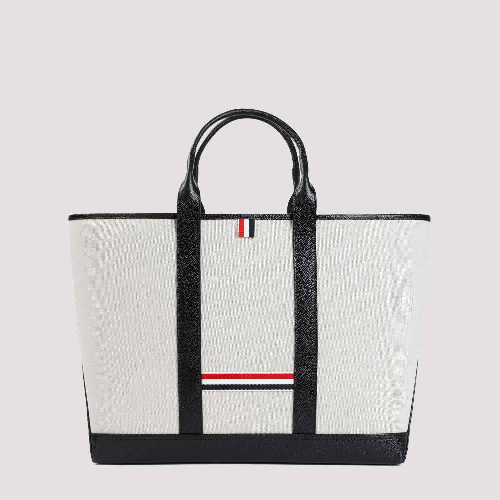 THOM BROWNE  Borsa Shopper Media in Pelle Nera Thom Browne Moda
