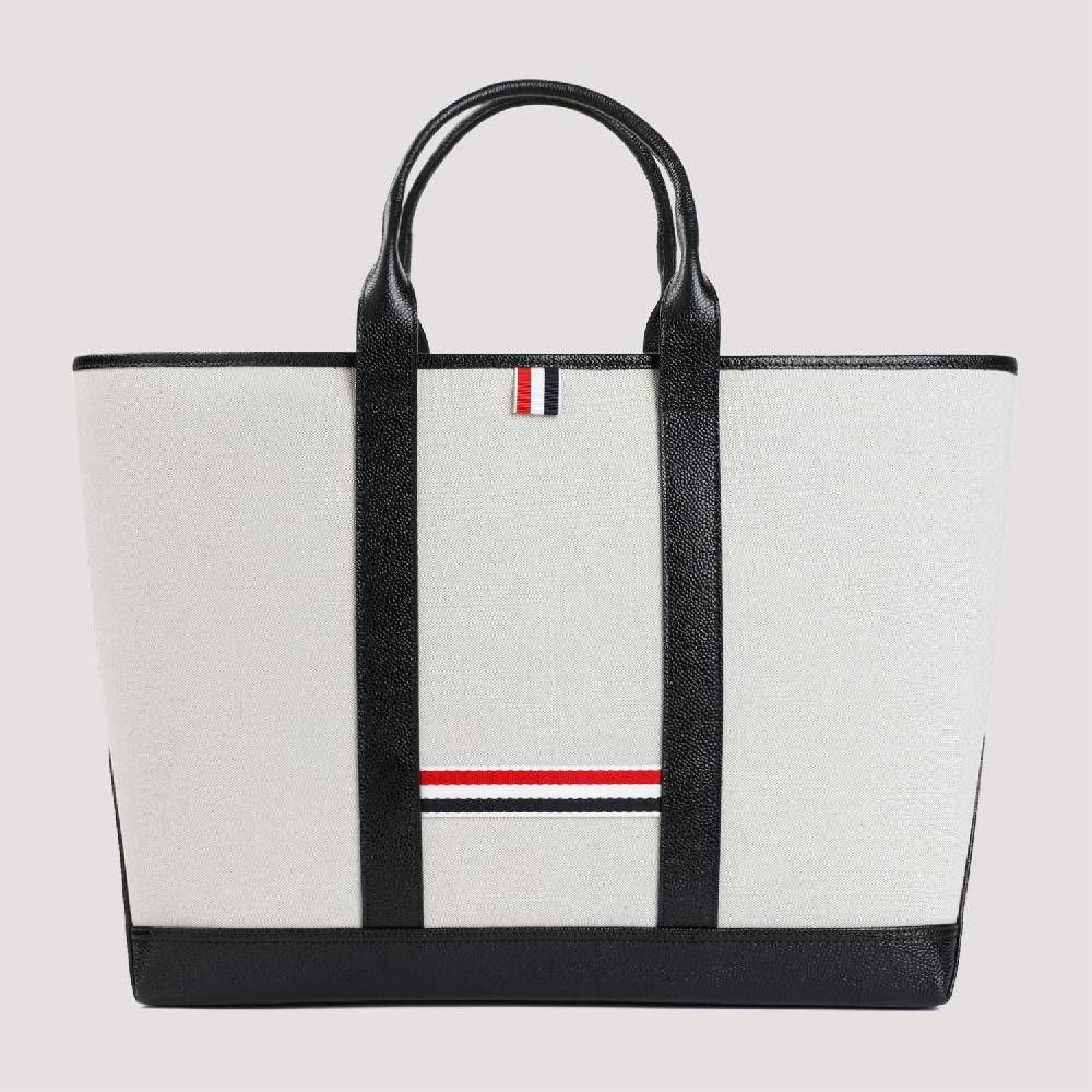 THOM BROWNE  Borsa Shopper Media in Pelle Nera Thom Browne Moda