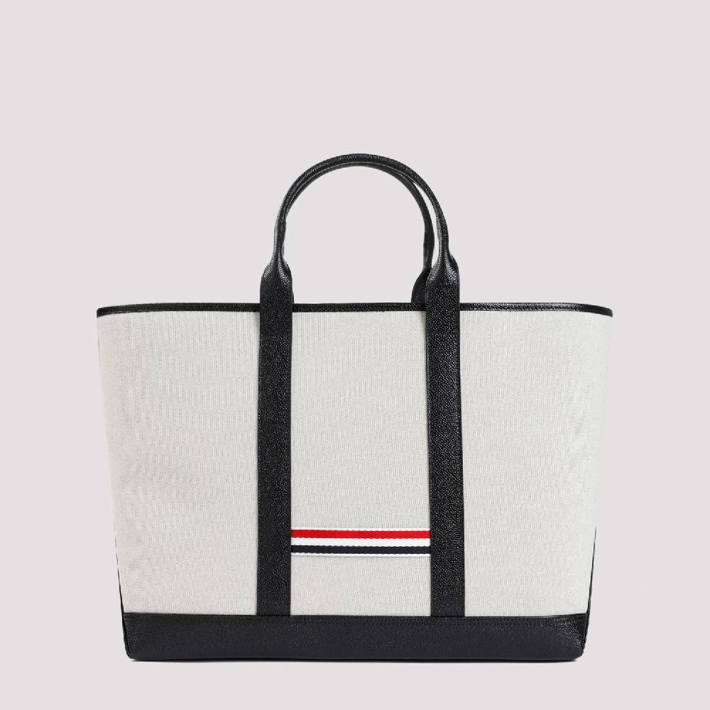 THOM BROWNE  Borsa Shopper Media in Pelle Nera Thom Browne Moda