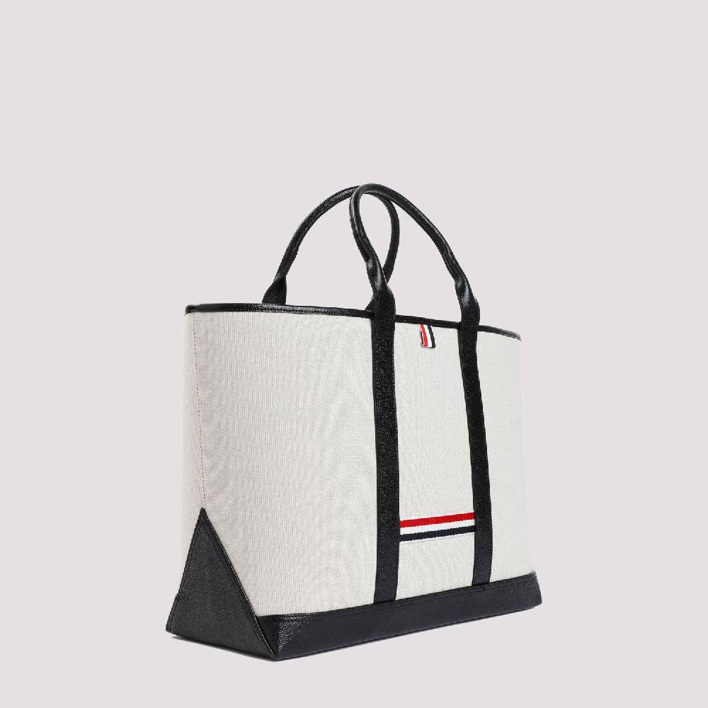 THOM BROWNE  Borsa Shopper Media in Pelle Nera Thom Browne Moda