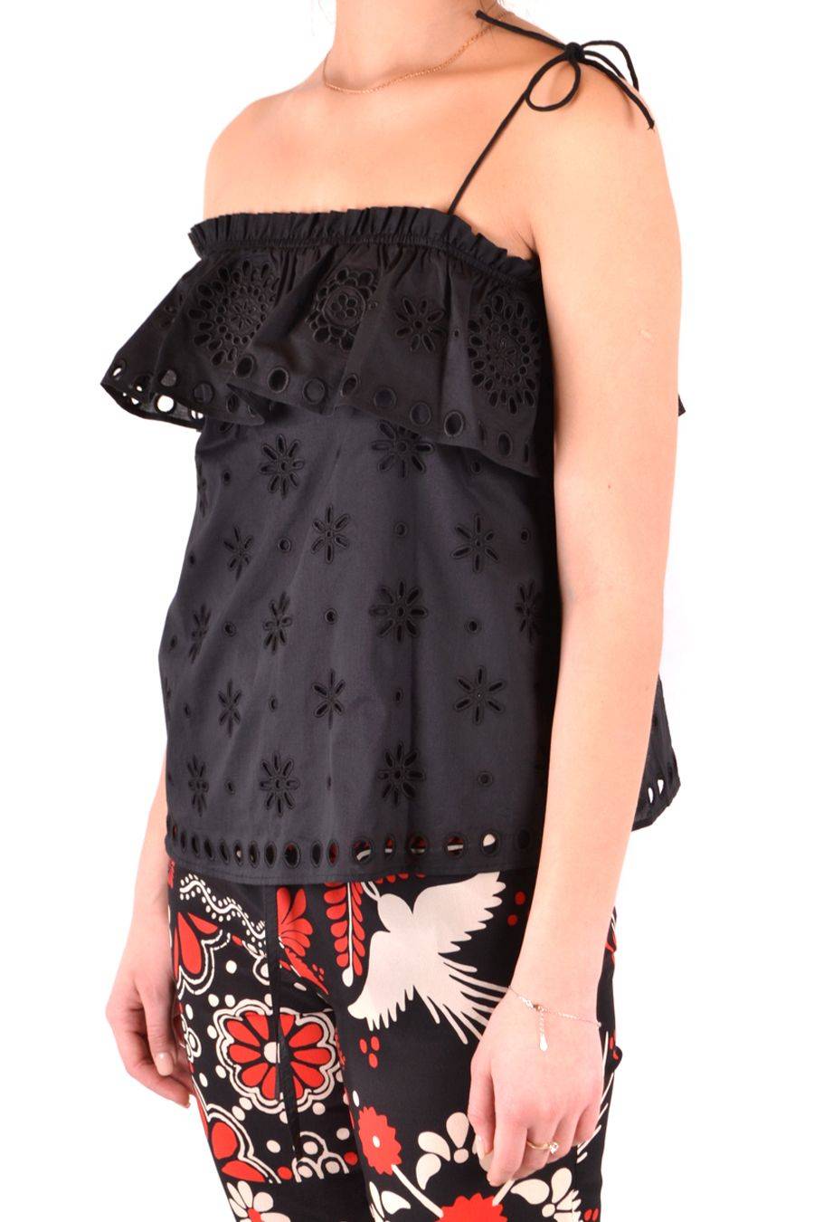 RED VALENTINO  Top Elegante di Cotone Nero RED VALENTINO Offerte