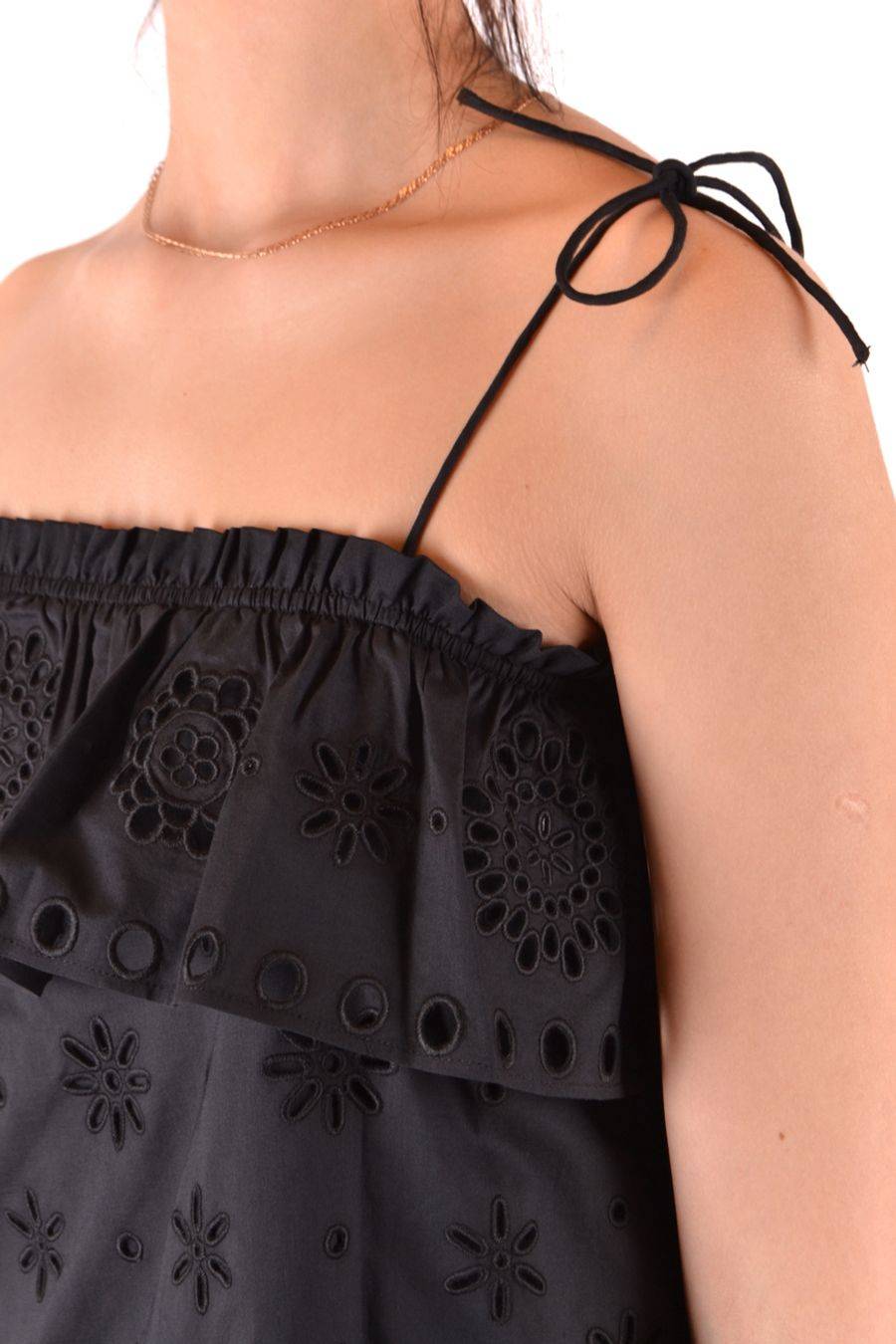RED VALENTINO  Top Elegante di Cotone Nero RED VALENTINO Offerte