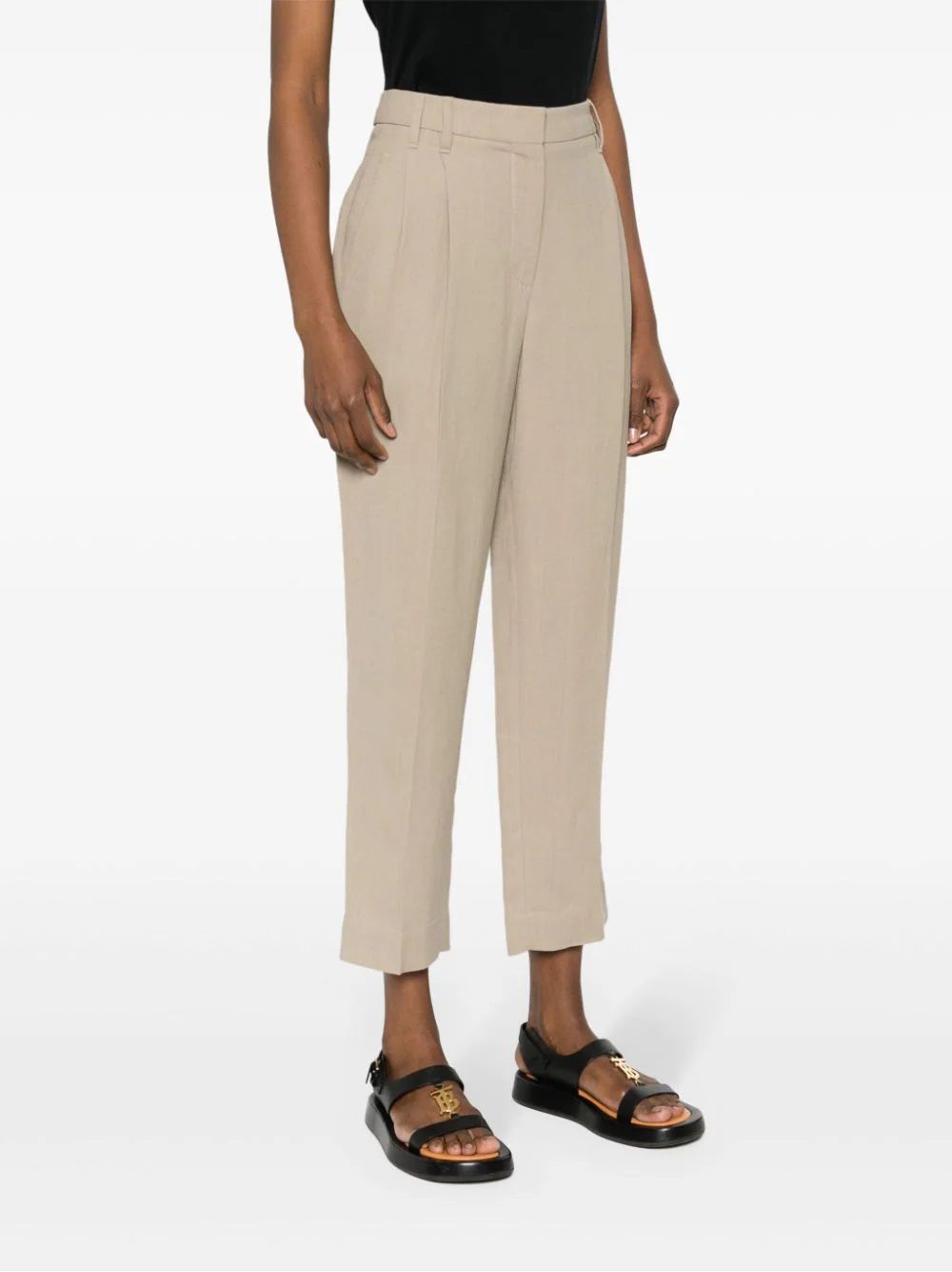 BRUNELLO CUCINELLI  Pantaloni Donna in Misto Lino Beige Brunello Cucinelli Saldi Di Fabbrica