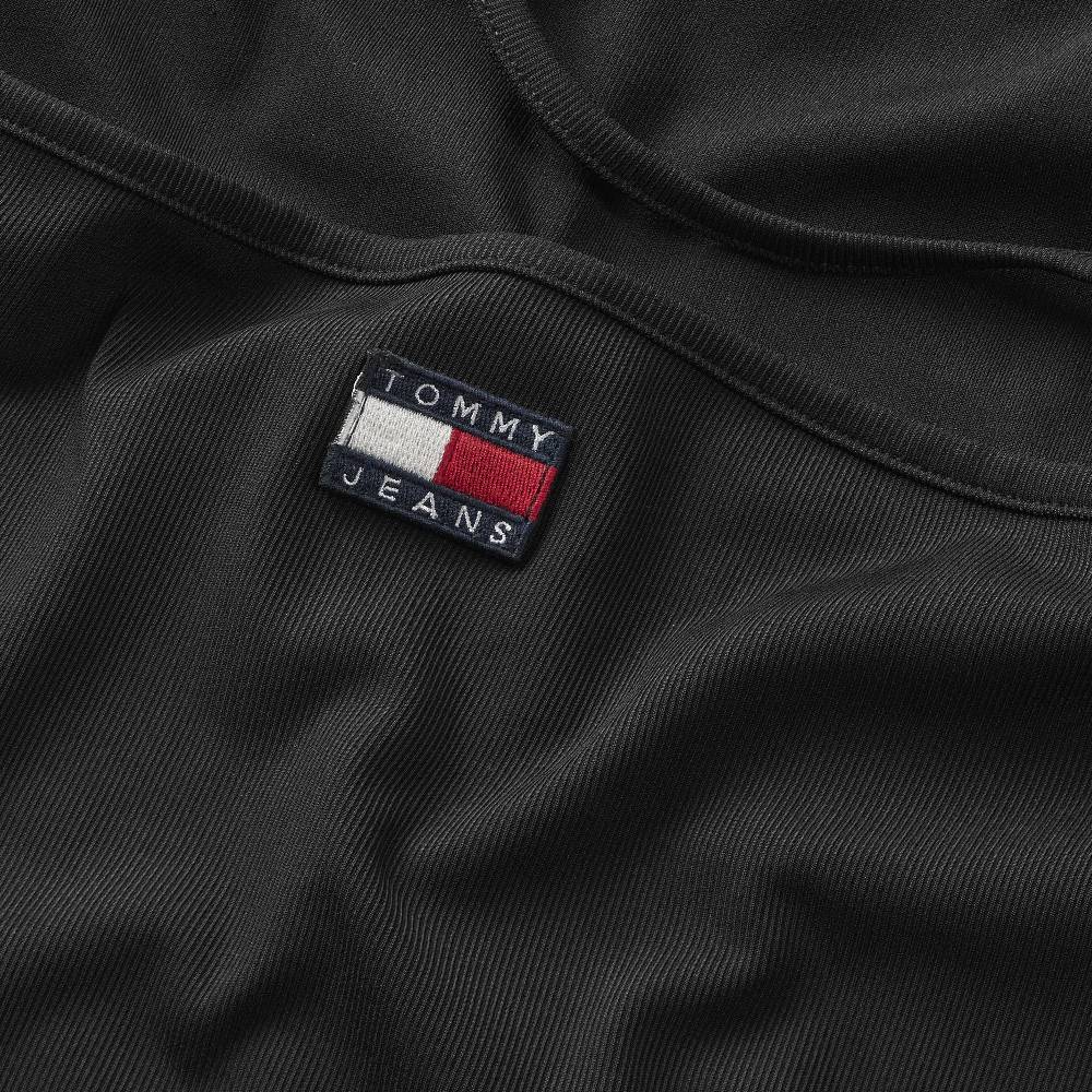 TOMMY JEANS  T-Shirt Nera Tommy Jeans Slim con Scollo a Halter In Linea