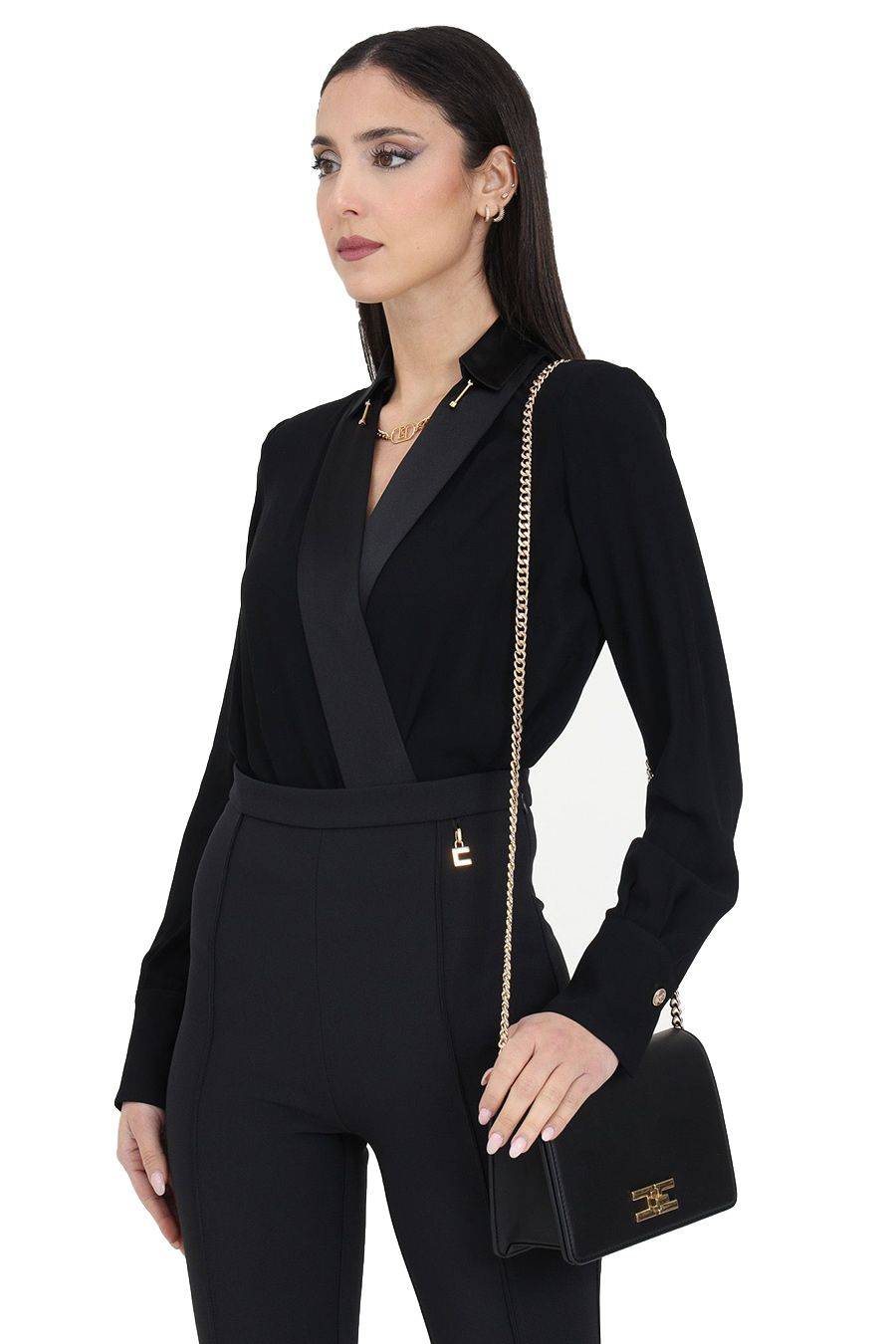 ELISABETTA FRANCHI  Camicia Nera in Viscosa Elisabetta Franchi Donna Saldi