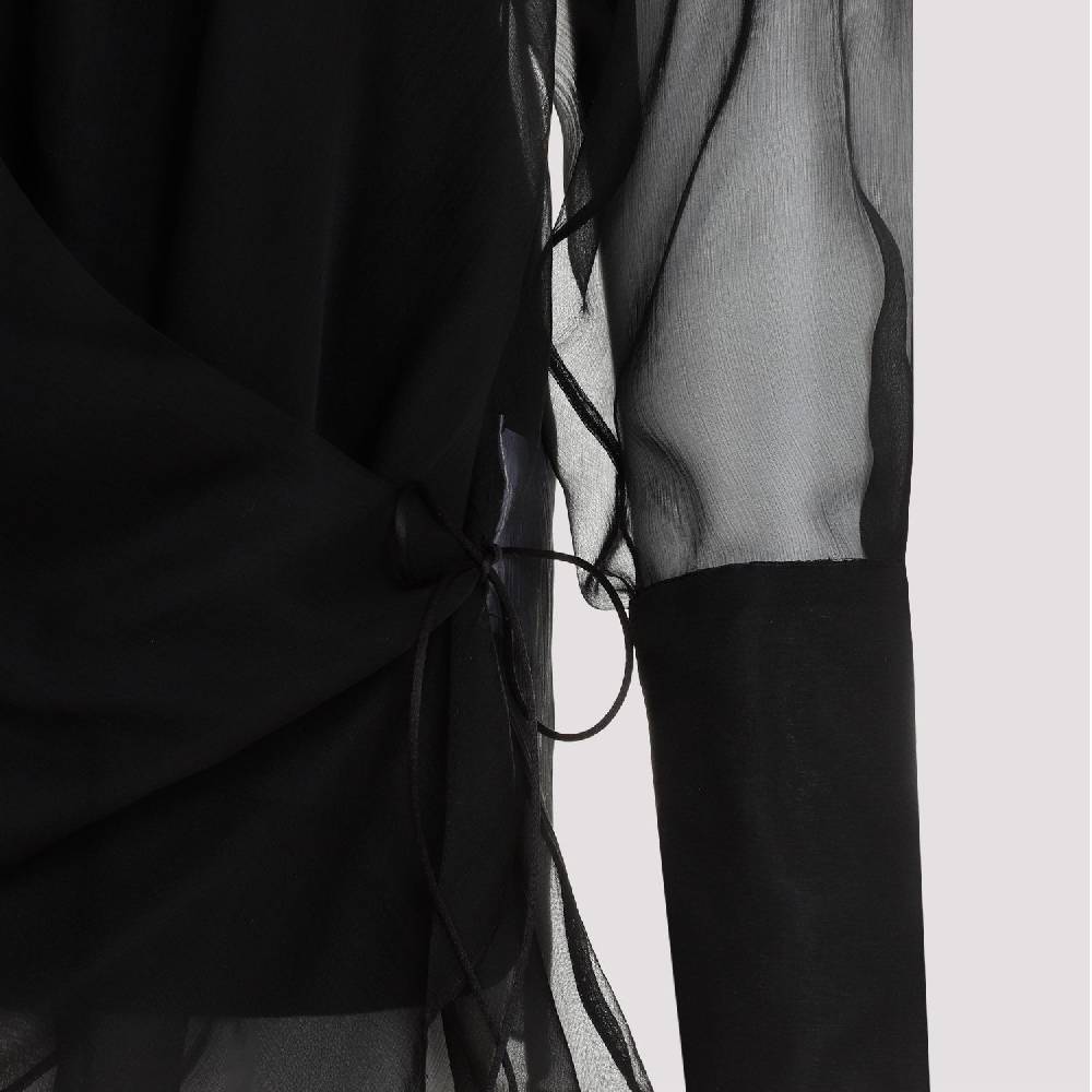 GIVENCHY  Camicia Nera in Seta Drappeggiata Givenchy con Lacci Laterali Hotsell