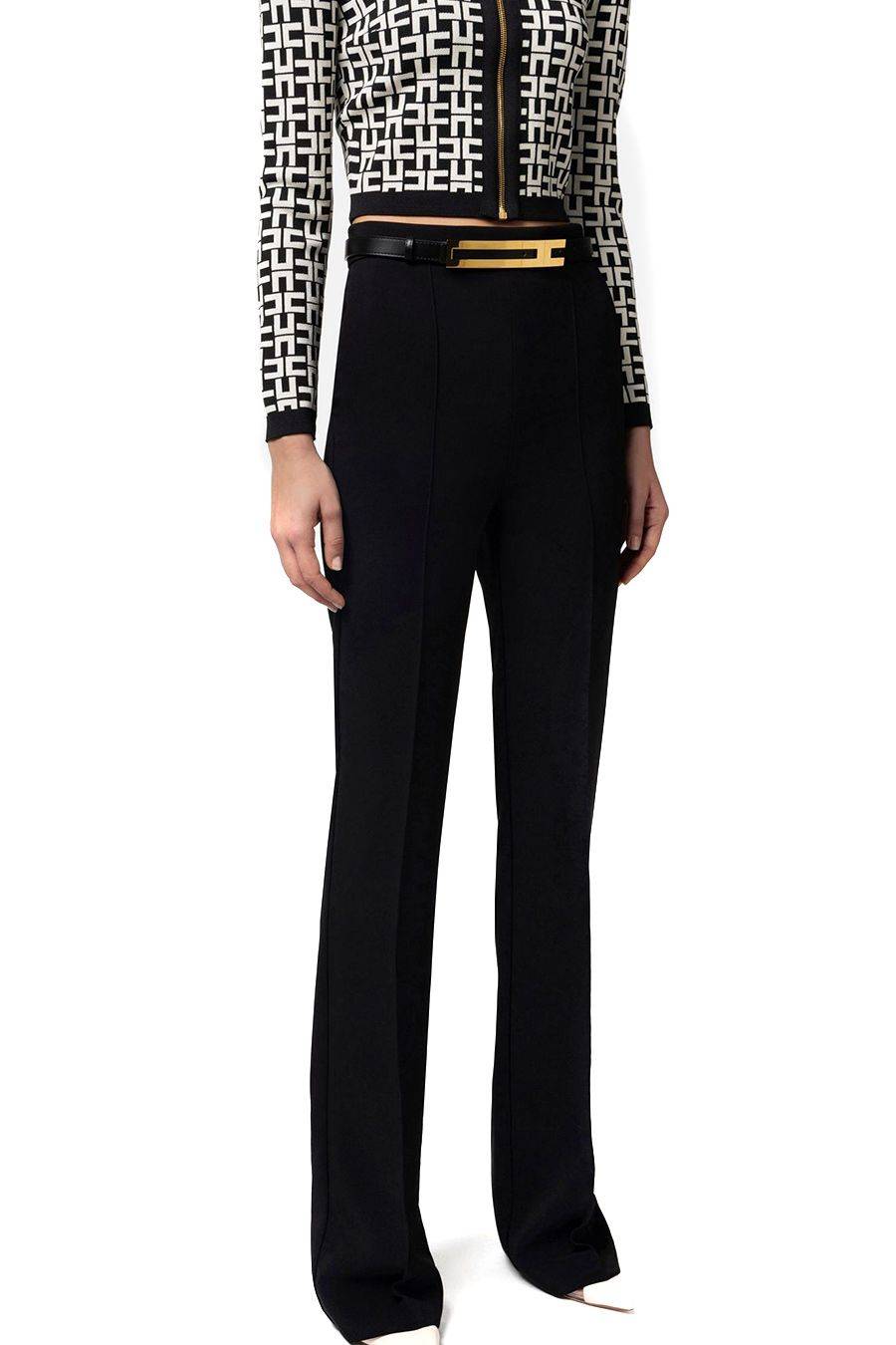 ELISABETTA FRANCHI  Pantaloni Neri Elisabetta Franchi in Tessuto Misto Economico