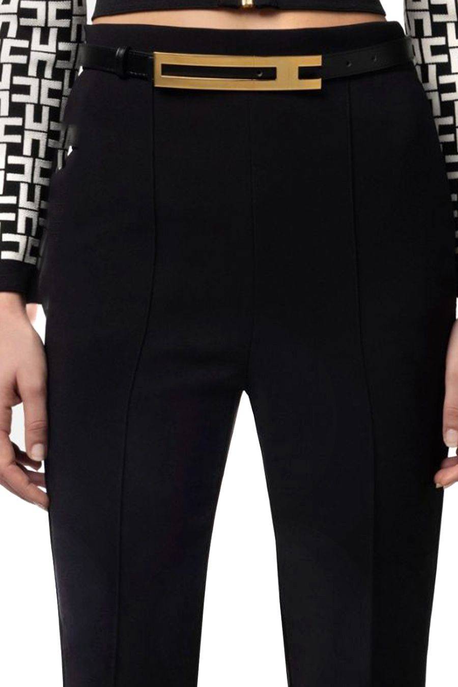 ELISABETTA FRANCHI  Pantaloni Neri Elisabetta Franchi in Tessuto Misto Economico