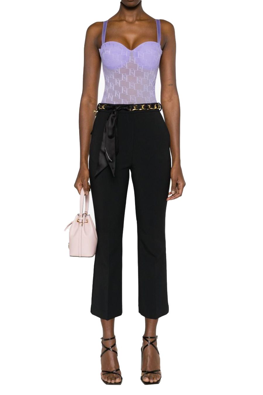 ELISABETTA FRANCHI  Pantaloni Neri in Poliestere Elisabetta Franchi da Donna Saldi