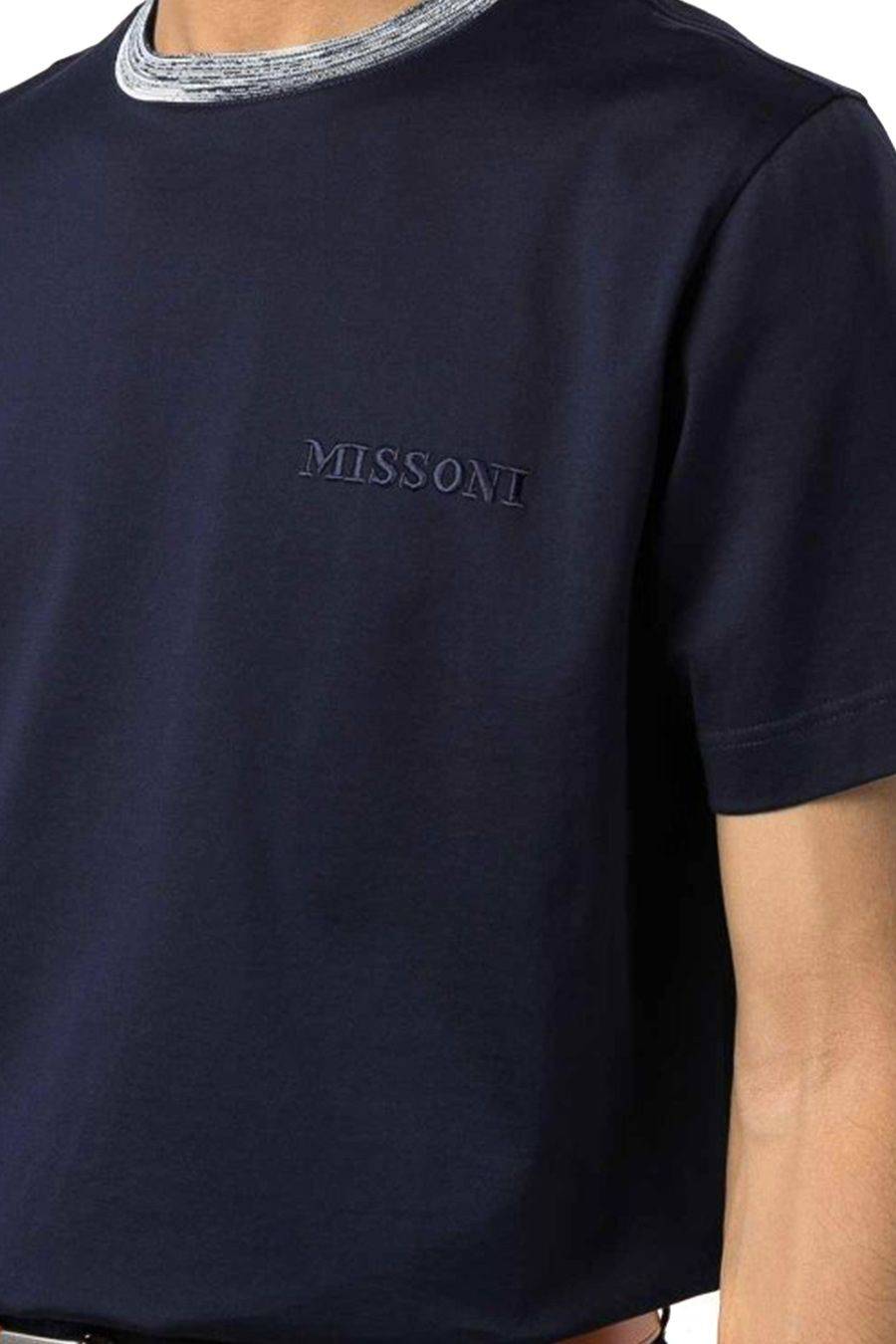 MISSONI  Polo di Cotone Blu Scuro Uomo Missoni UC22SL01-BJ0002-AS70WR Saldi Di Fabbrica