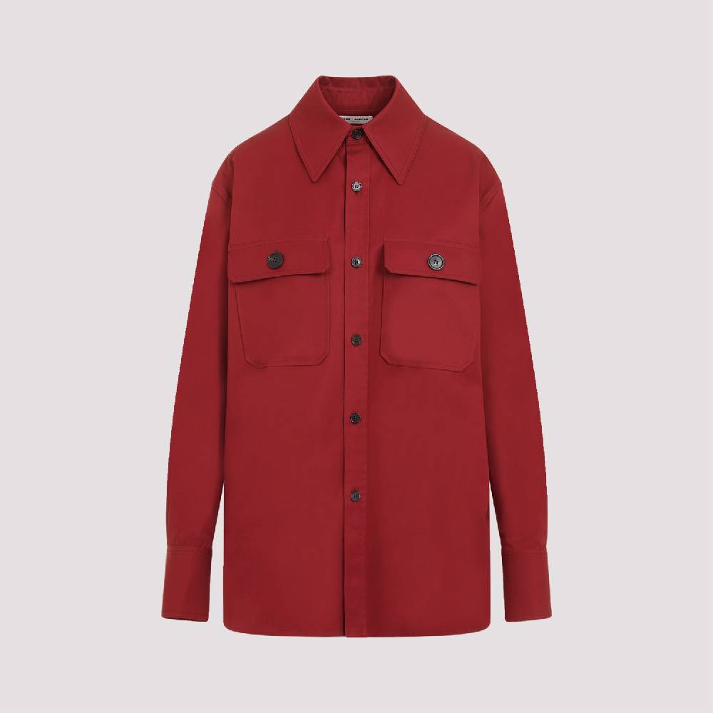 SAINT LAURENT  Camicia Rossa di Cotone Saint Laurent Donna Shopping online