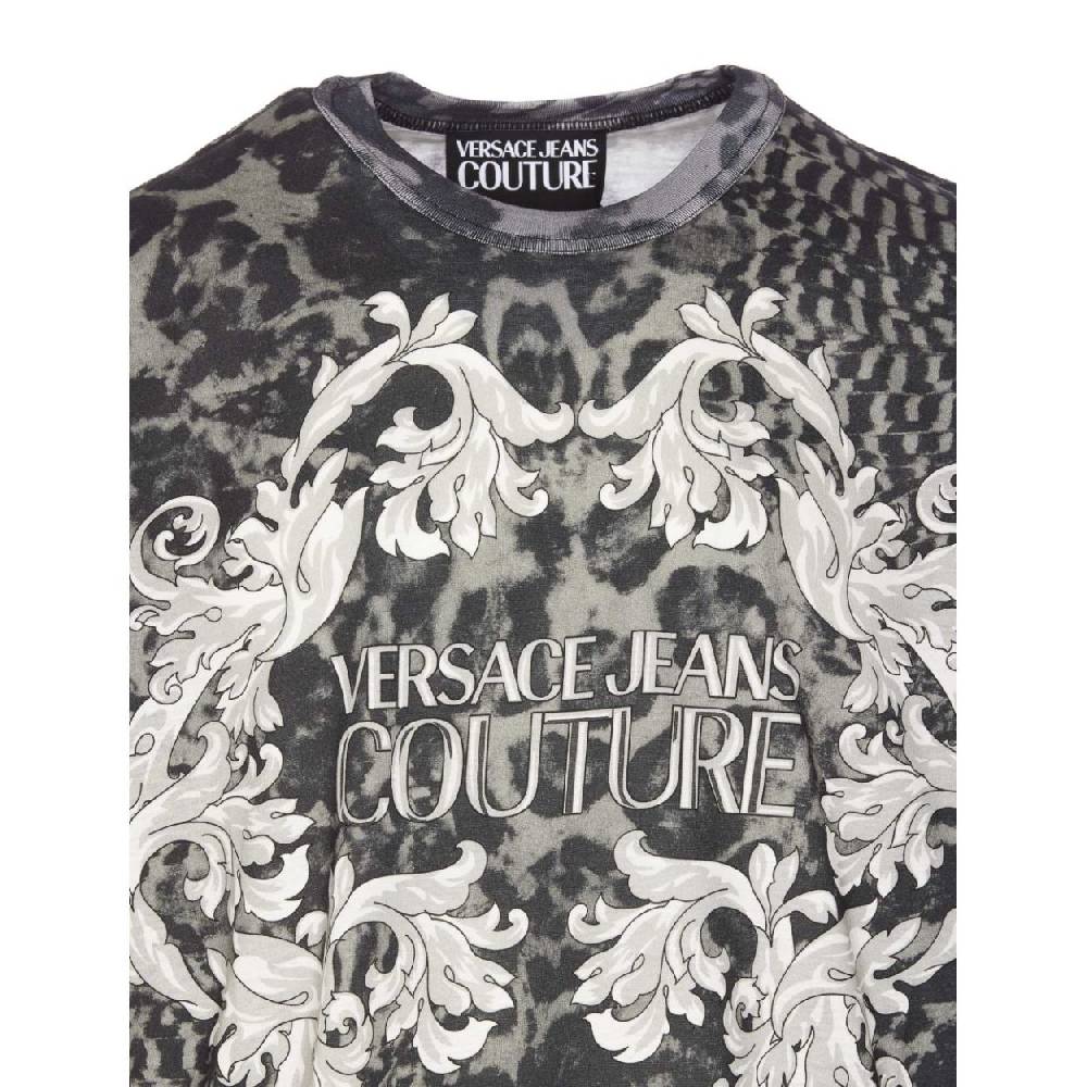 VERSACE JEANS COUTURE  T-Shirt Nera in Cotone Versace Jeans Couture Uomo 2025