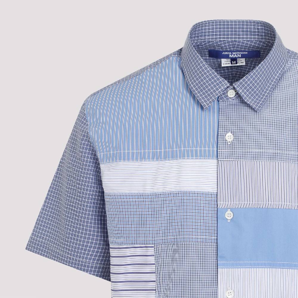 JUNYA WATANABE  Camicia Patchwork Blu in Cotone da Uomo Junya Watanabe Vendita