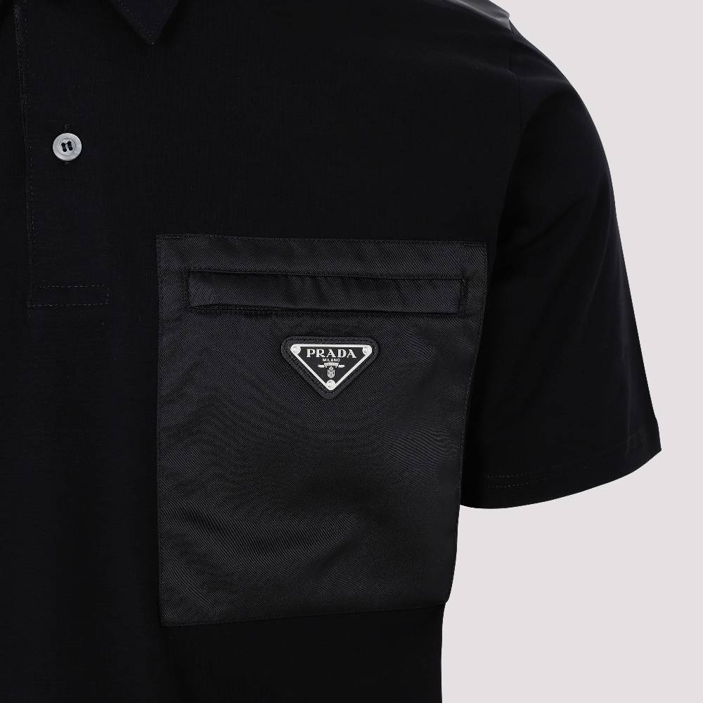 PRADA  Polo Prada in Cotone Nero - Colletto Classico & Logo Vendita calda