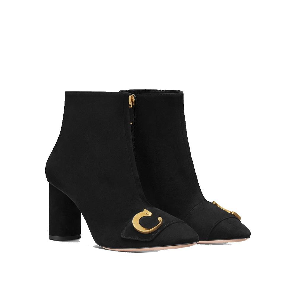 DIOR Stivaletti Neri in Pelle di Vitello DIOR con Dettagli CD Oro Liquidazione