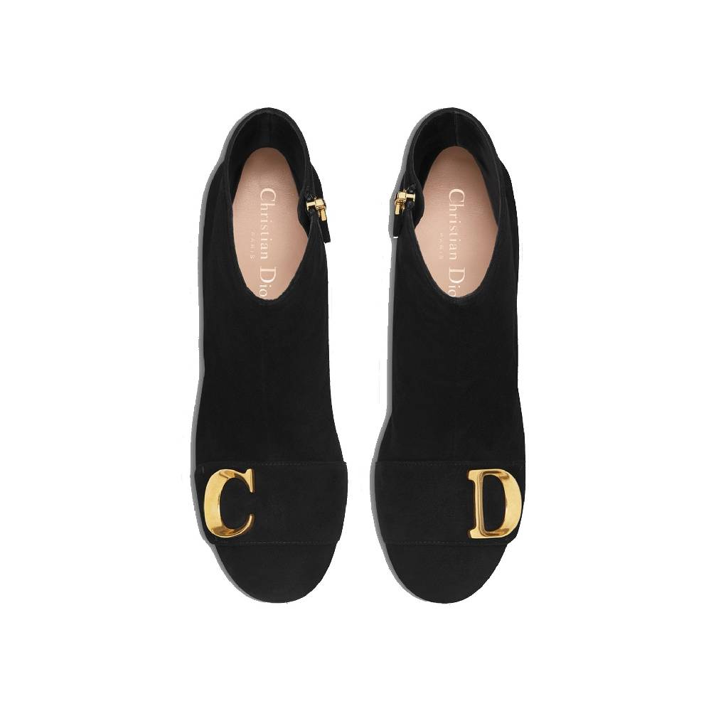DIOR Stivaletti Neri in Pelle di Vitello DIOR con Dettagli CD Oro Liquidazione