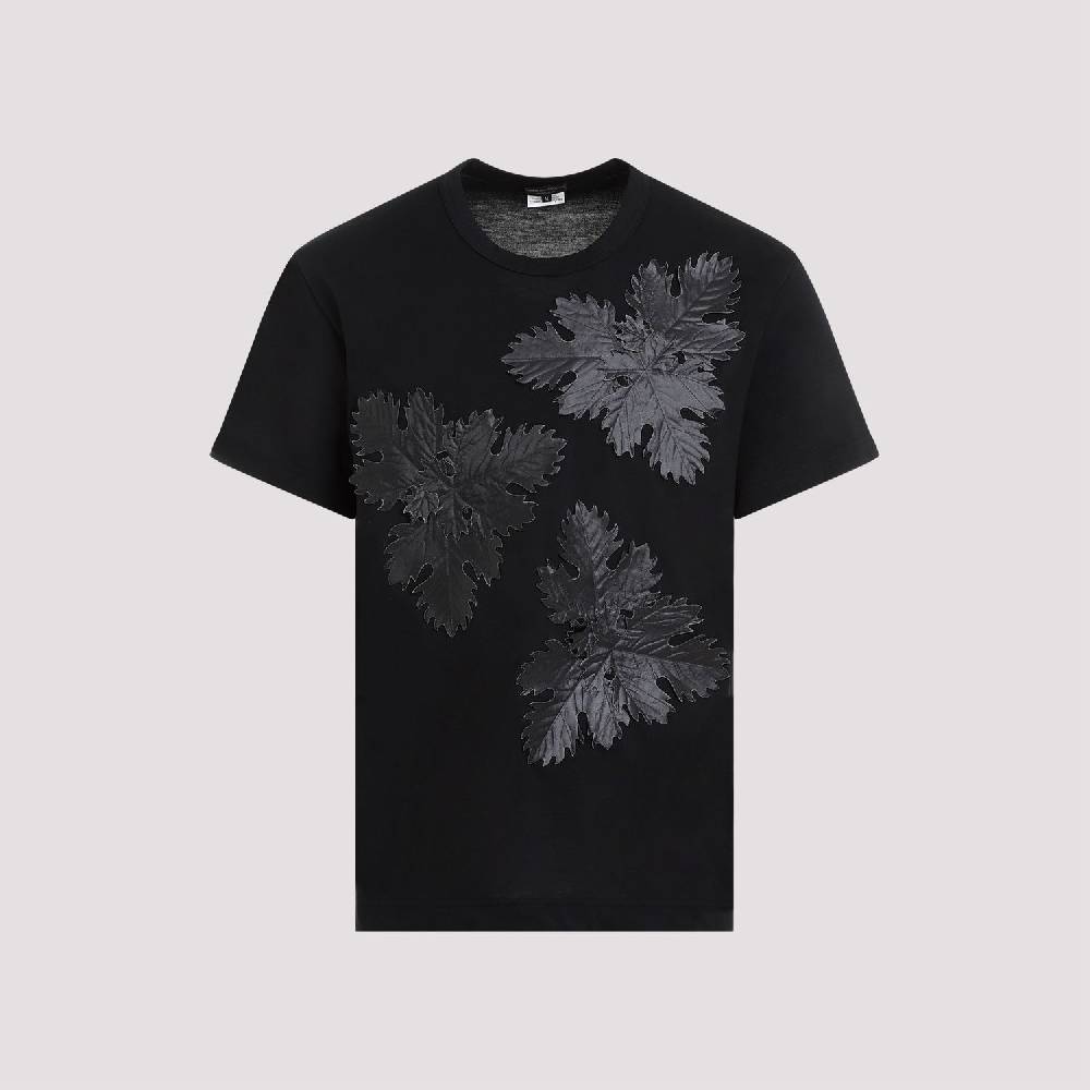 COMME DES GARÇONS  T-Shirt Comme Des Garçons Nero Stampa Foglia Poliestere - Uomo Fino al 50% di sconto