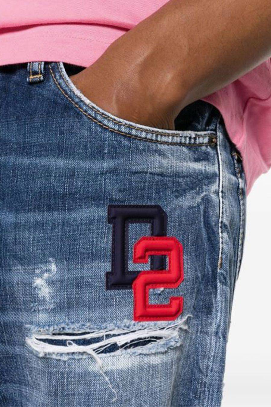DSQUARED2  Jeans Blu Uomo DSQUARED2 Tessuto Misto Poliestere Cotone Trasporto libero internazionale