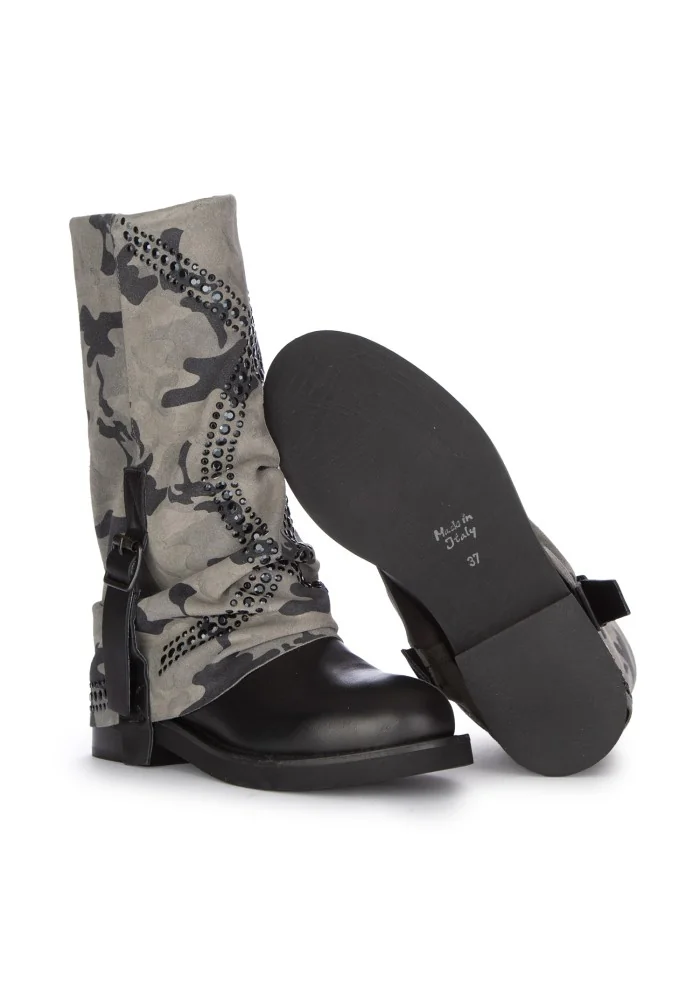 JUICE | STIVALI CAMO MILITARE GRIGIO NERO Fino al 55% di sconto