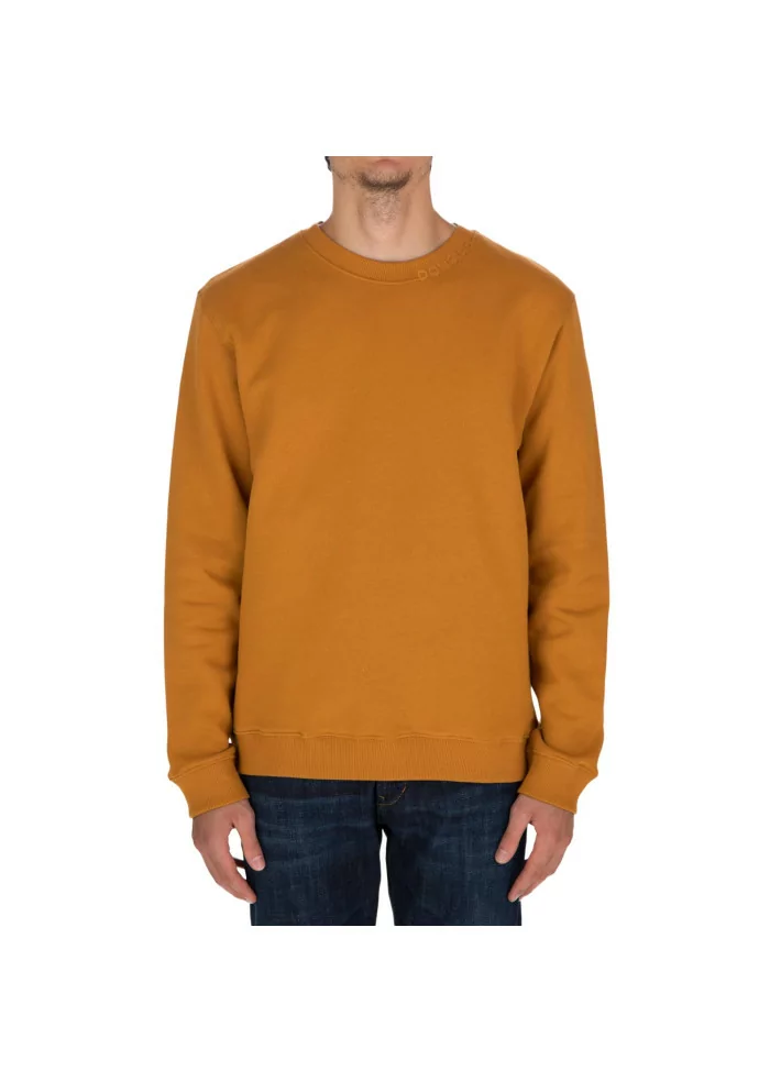 DONDUP | FELPA LOGO GIROCOLLO COTONE OCRA Vendita Calda