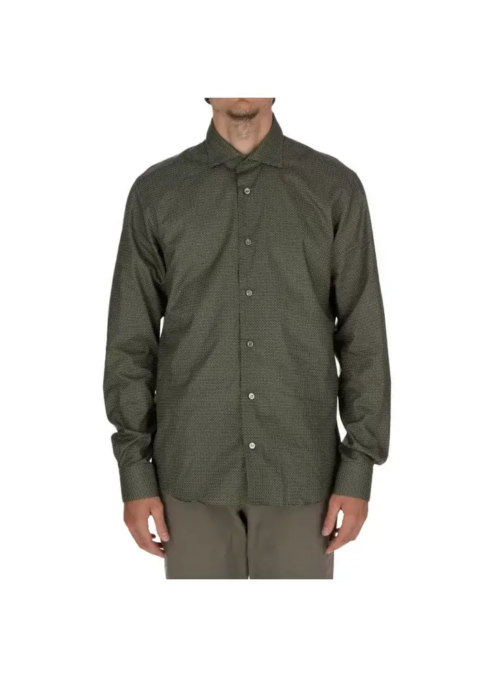 MASTRICAMICIAI | CAMICIA LUCA COTONE MICRO PATTERN VERDE Nuovo