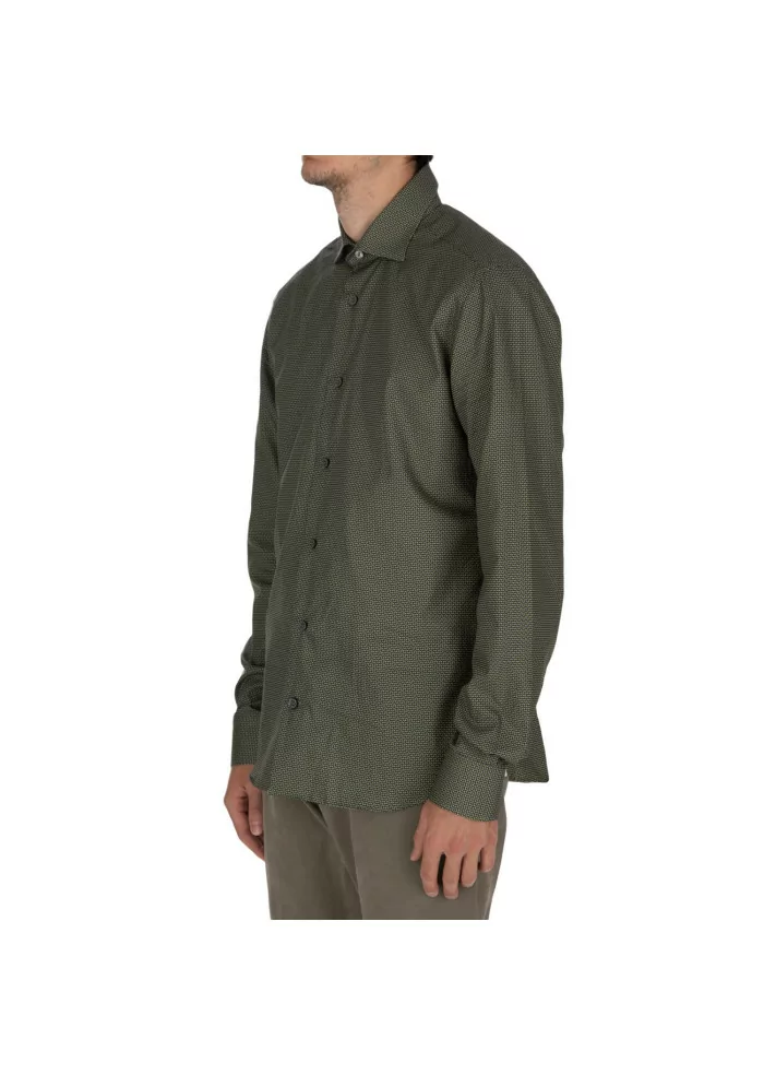 MASTRICAMICIAI | CAMICIA LUCA COTONE MICRO PATTERN VERDE Nuovo