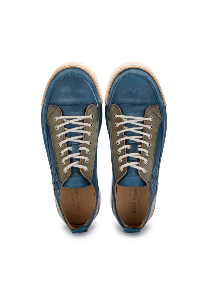 BNG REAL SHOES | SNEAKERS LA PATCH PELLE BLU JEANS Promozione Limitata