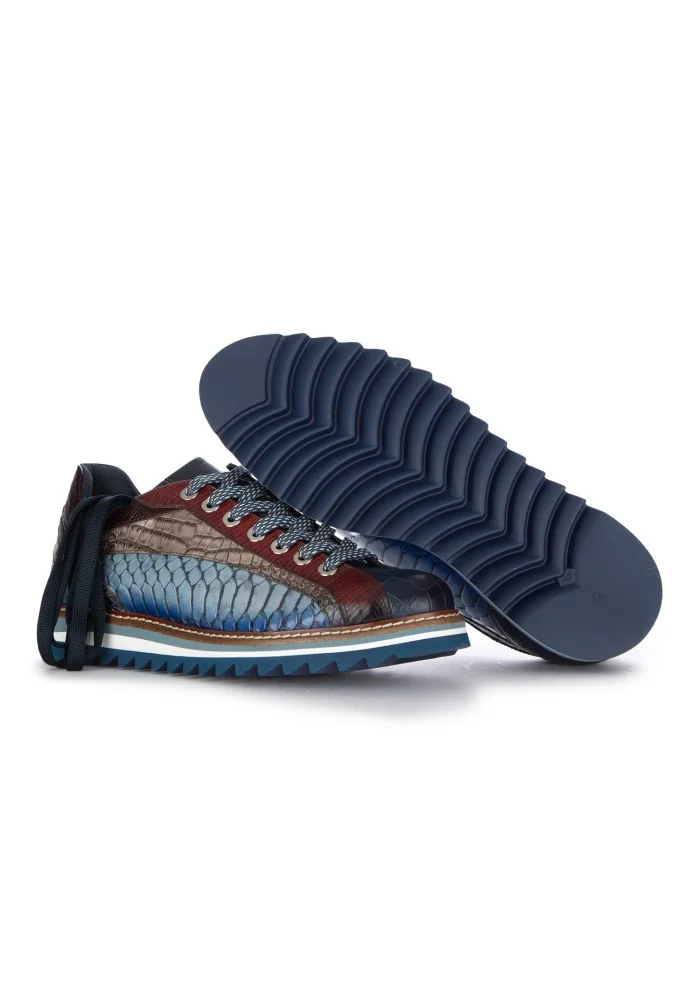 LORENZI | SCARPE ALLACCIATE DRILLO BLU Saldi Di Fabbrica