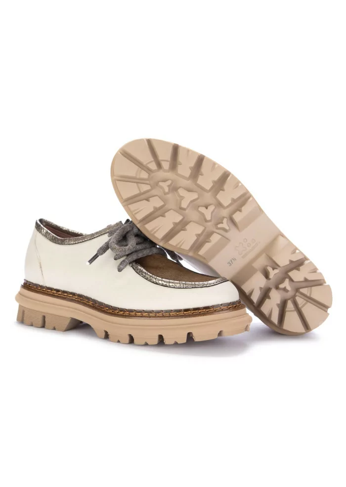 CATERINA C | SCARPE ALLACCIATE PELLE CAVALLINO AVORIO MARRONE Trasporto libero internazionale