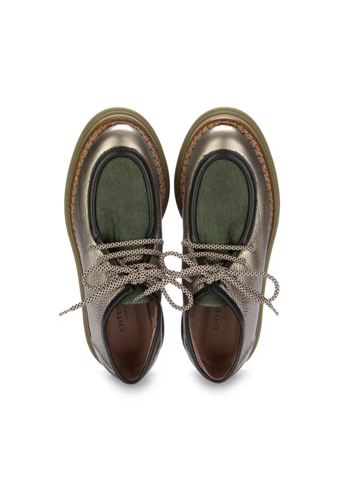 CATERINA C | SCARPE ALLACCIATE PELLE CAVALLINO BRONZO VERDE Vendita Economica