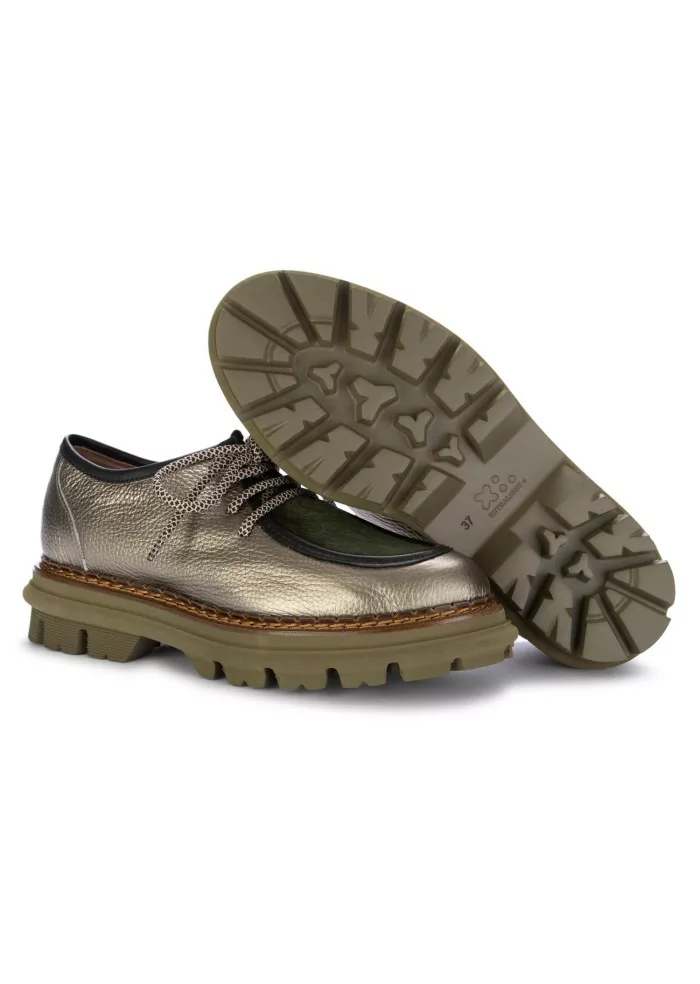CATERINA C | SCARPE ALLACCIATE PELLE CAVALLINO BRONZO VERDE Vendita Economica