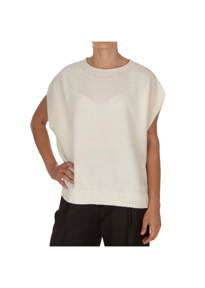 CASHMERE ISLAND | TOP SMANICATO CERTALDO BIANCO POLARE Nuovo