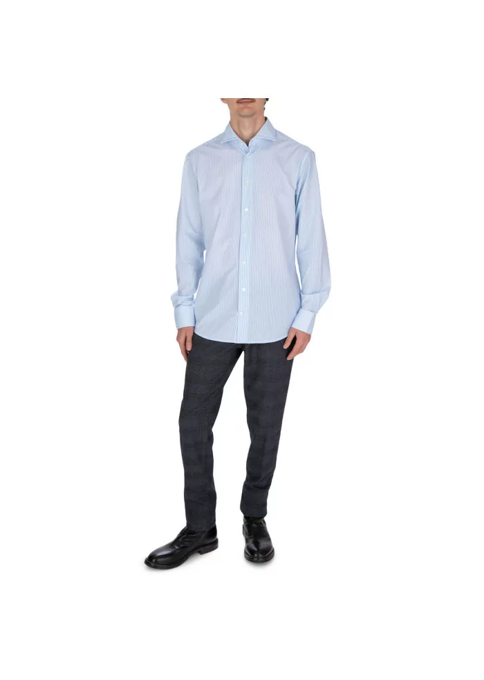 TRAIANO | CAMICIA A RIGHE AZZURRO BIANCO Sconto