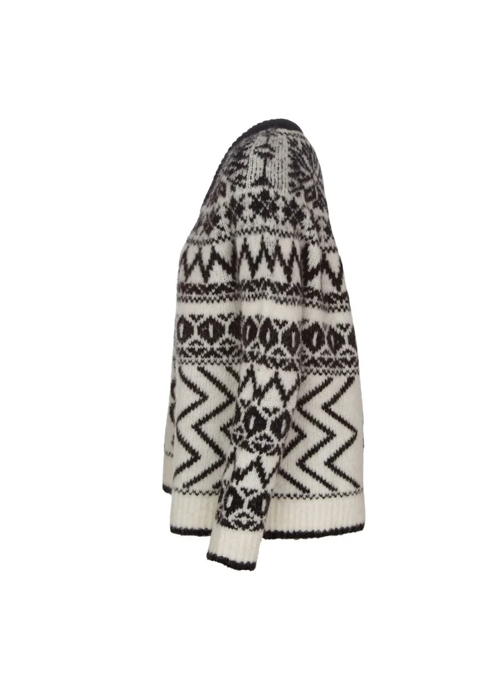 SEMICOUTURE | MAGLIONE MOTIVO JACQUARD BIANCO NERO Vendite Flash