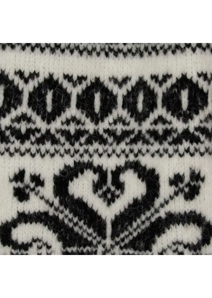 SEMICOUTURE | MAGLIONE MOTIVO JACQUARD BIANCO NERO Vendite Flash