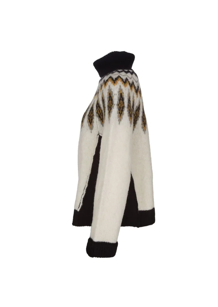 SEMICOUTURE | MAGLIONE DOLCEVITA BIANCO NERO OCRA Negozio