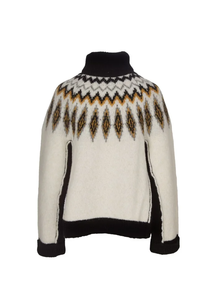 SEMICOUTURE | MAGLIONE DOLCEVITA BIANCO NERO OCRA Negozio
