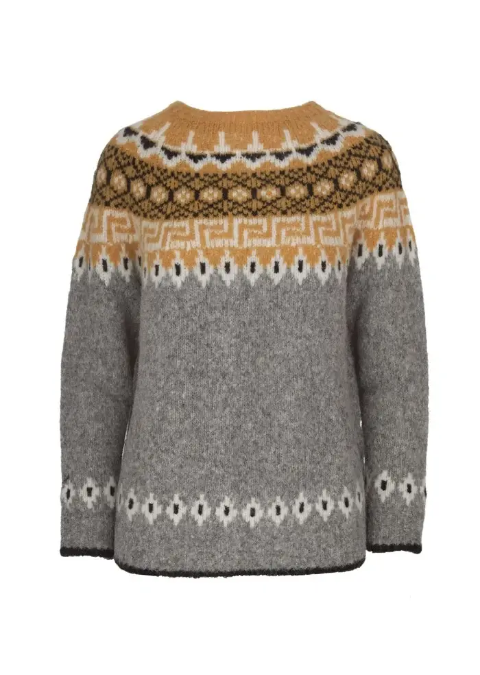 SEMICOUTURE | MAGLIONE GIROCOLLO GRIGIO SENAPE Officina