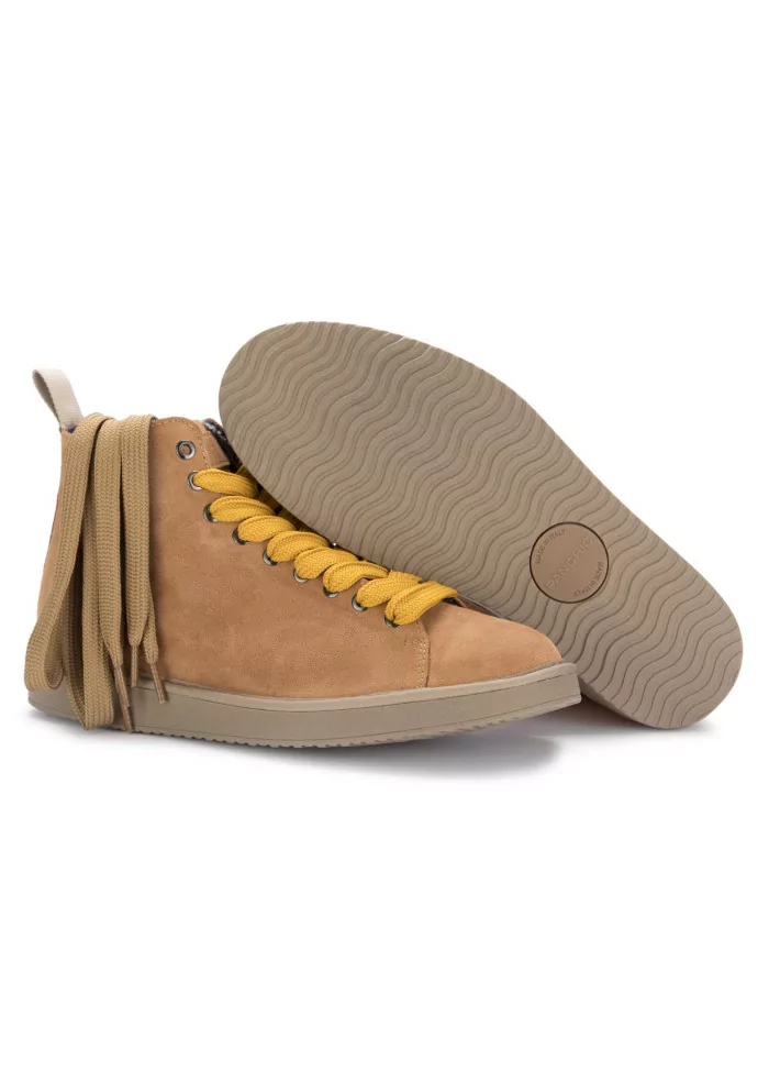PANCHIC | TRONCHETTI CAMOSCIO MARRONE CHIARO LACCI GIALLI Offerte