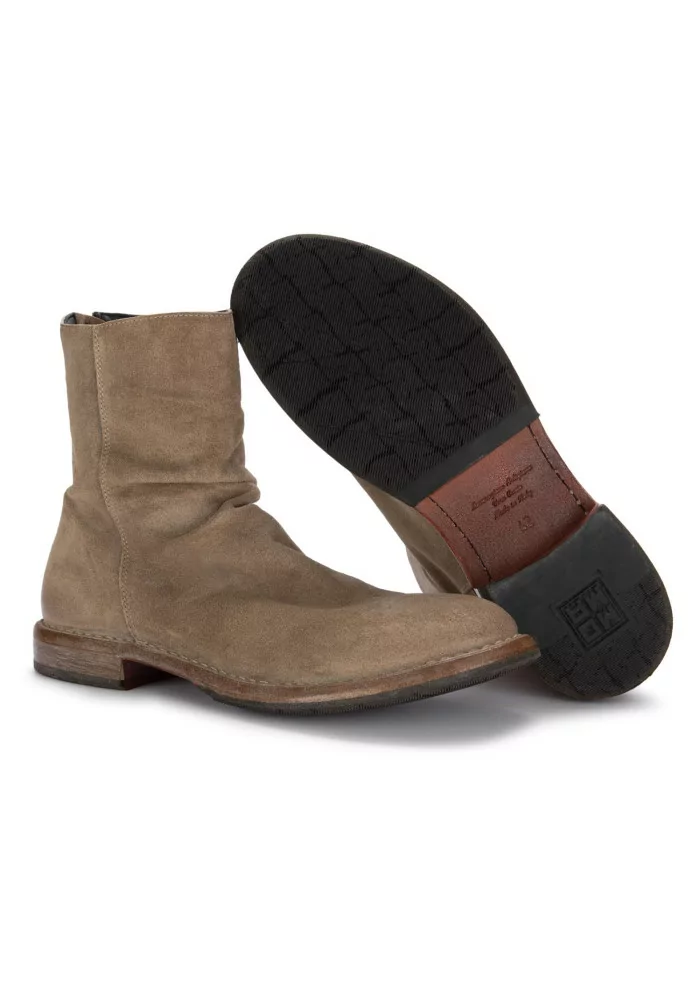 MOMA | STIVALETTI PELLE CAMOSCIO ZIP BEIGE Vendita Calda
