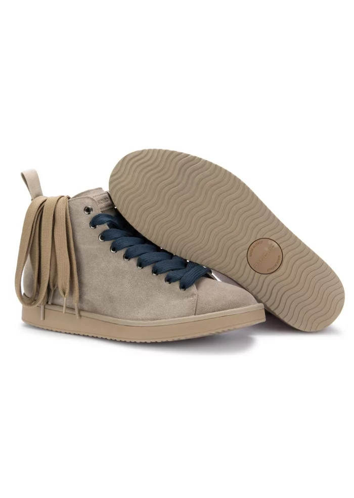 PANCHIC | TRONCHETTI CAMOSCIO GRIGIO CHIARO LACCI BLU Vendita Economica